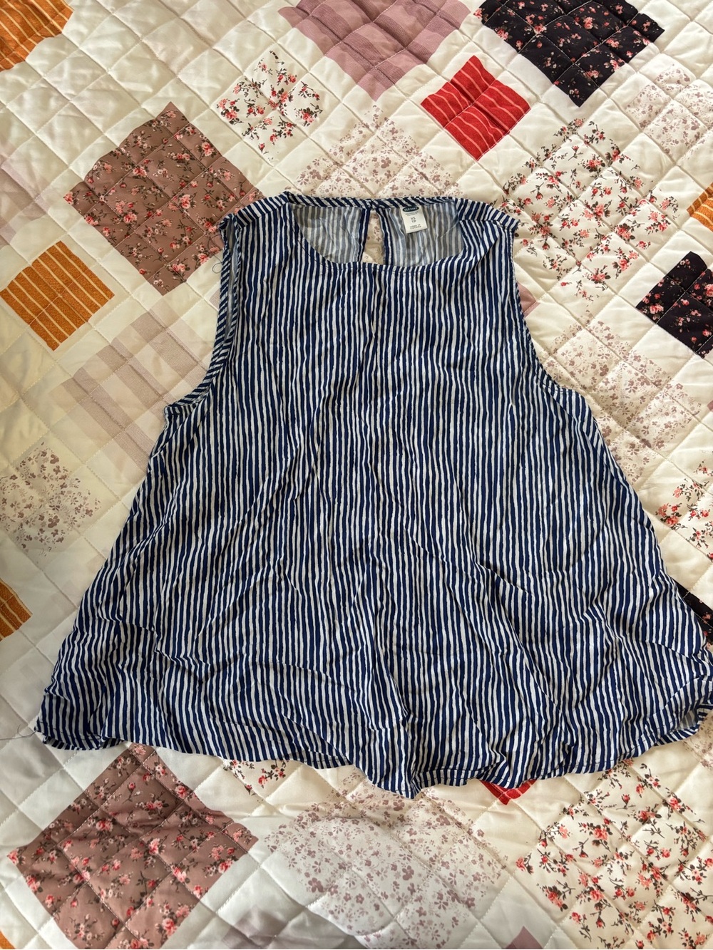 Old Navy Blue and White Striped Sleeveless Tank